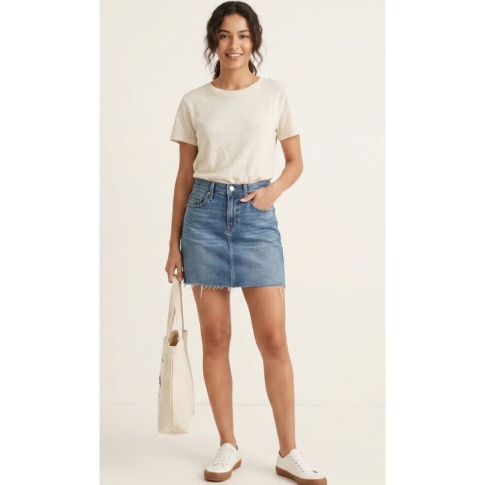BLANKNYC Two Faced Mini Raw Hem Denim Y2K Jean Skirt Size 25